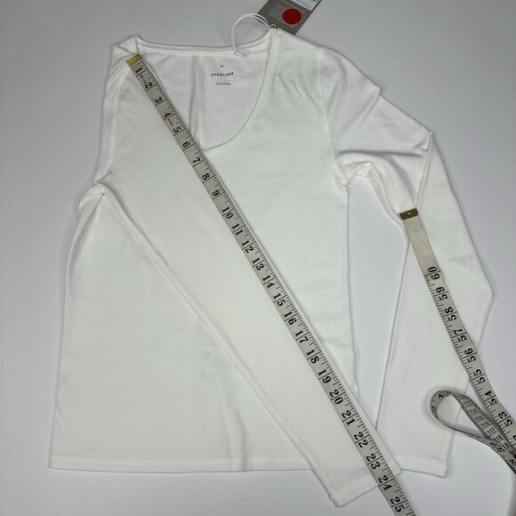Everlane Women's NWT White The Supima Stretch Ballet Neck Long Sleeve Top XS/C28 - Picture 12 of 13